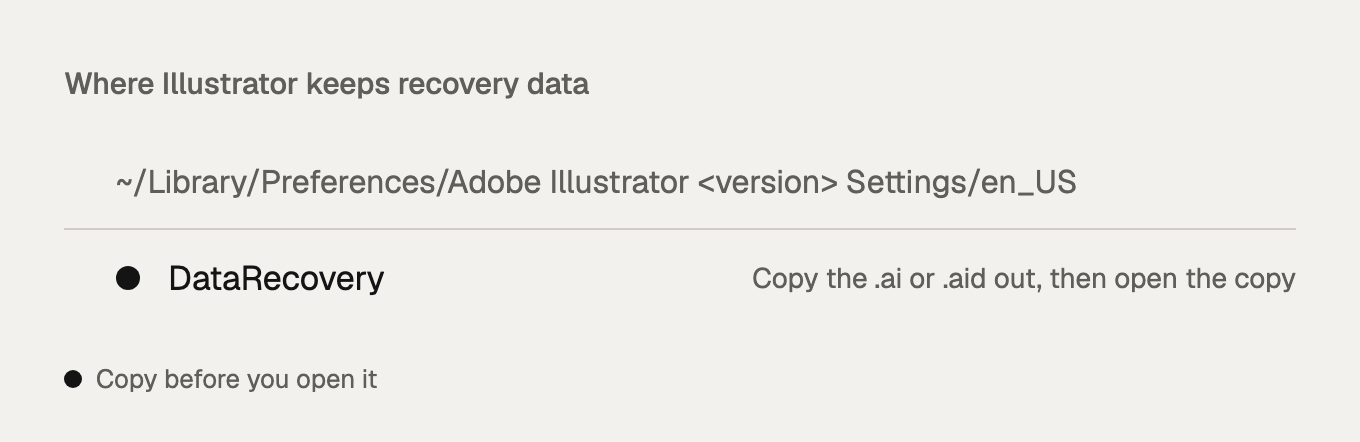 Where Illustrator keeps its recovery files on a Mac.